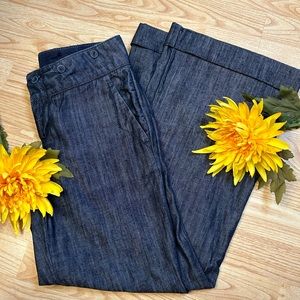 Banana Republic Wide Leg Low Rise Jeans with Suspender Attachment Size 6